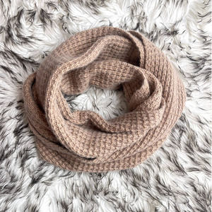 J Crew Scarf Brown Lambs Wool Cashmere Brown Chunky Knit Infinity Soft Cozy Warm